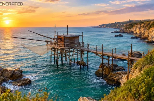 Panoramica della costa dei trabocchi e scogliera